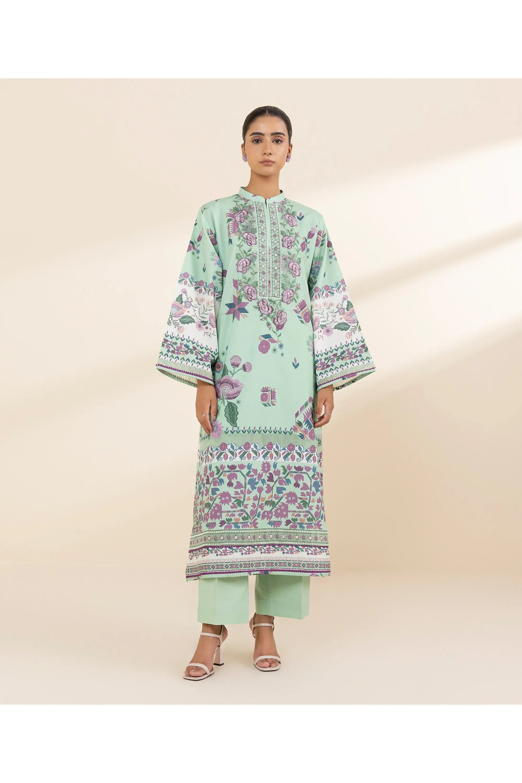 Winter 3PC Printed Khaddar Suit with Custom Stitching