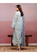 Grey & Blue Printed Lawn 3 Piece