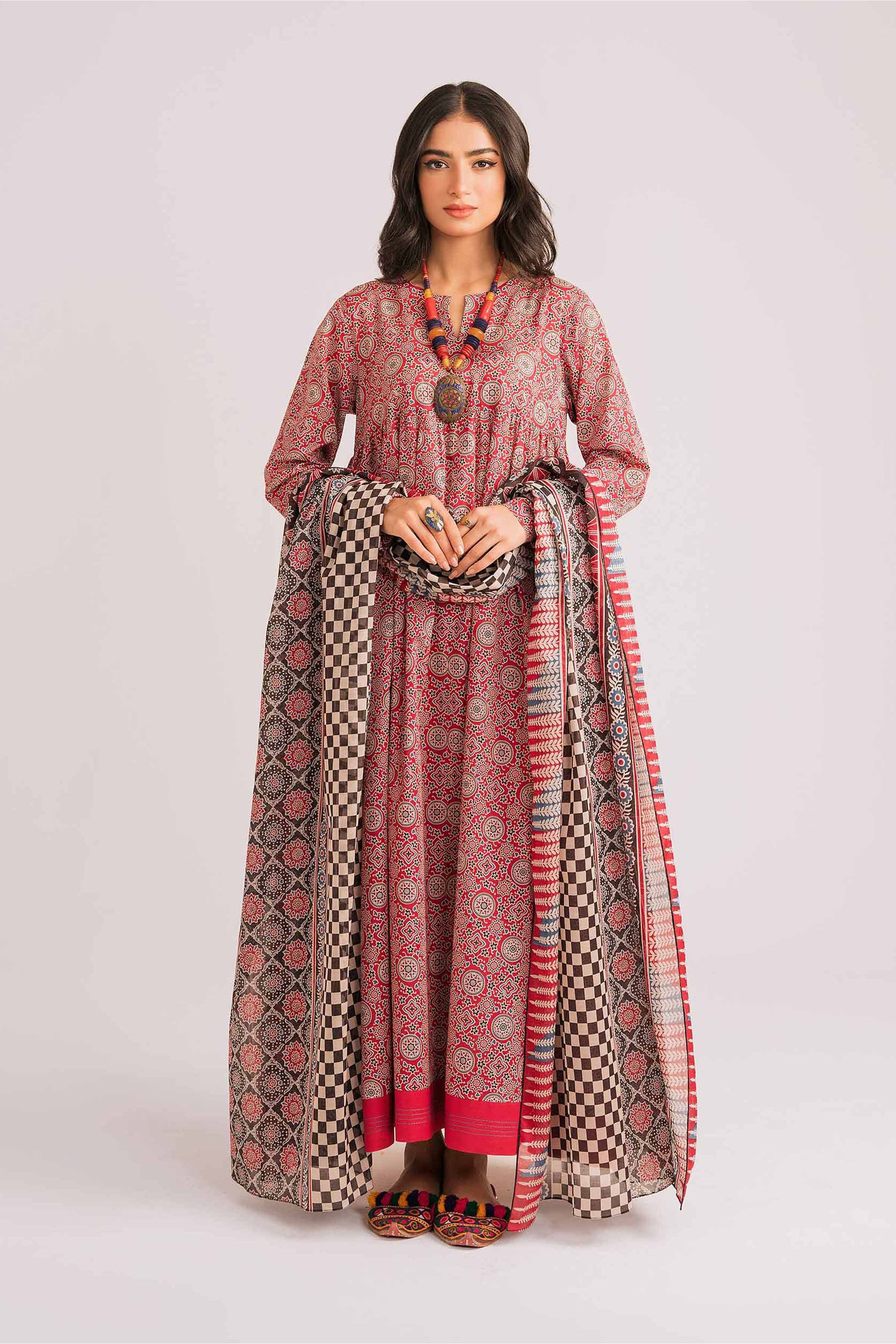 Winter 3PC Printed Khaddar Suit with Custom Stitching