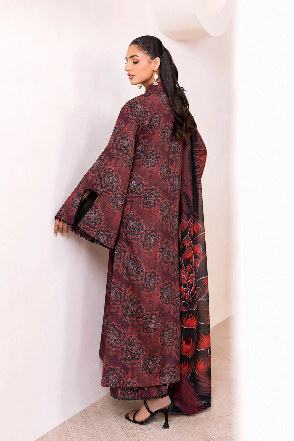 Winter 3PC Printed Khaddar Suit with Custom Stitching