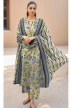 Daman Boring 3 Piece Linen Printed Suit with Custom Stitching