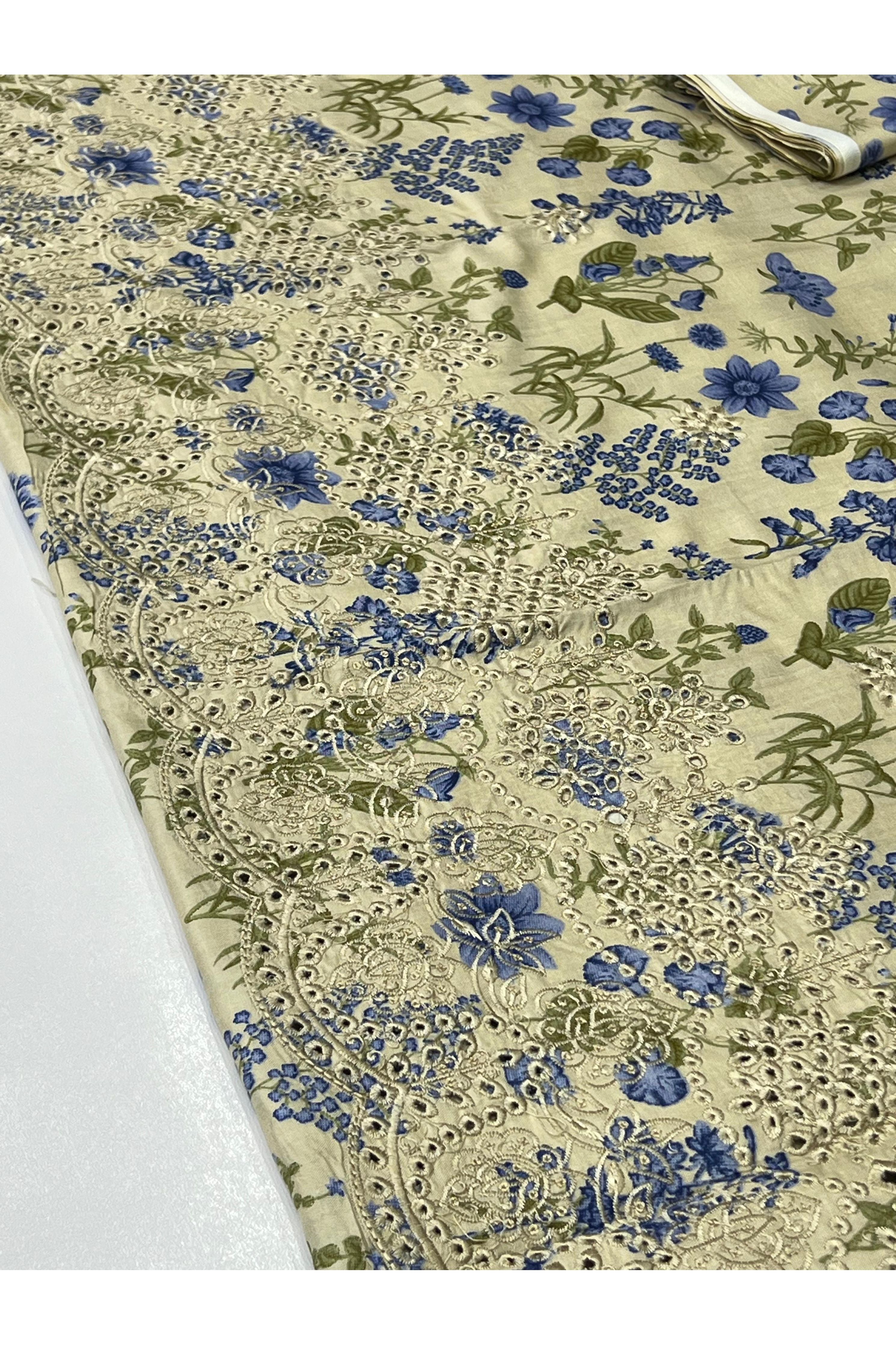 Daman Boring 3 Piece Linen Printed Suit with Custom Stitching