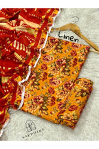 Winter 3PC Printed Linen Suit with Custom Stitching