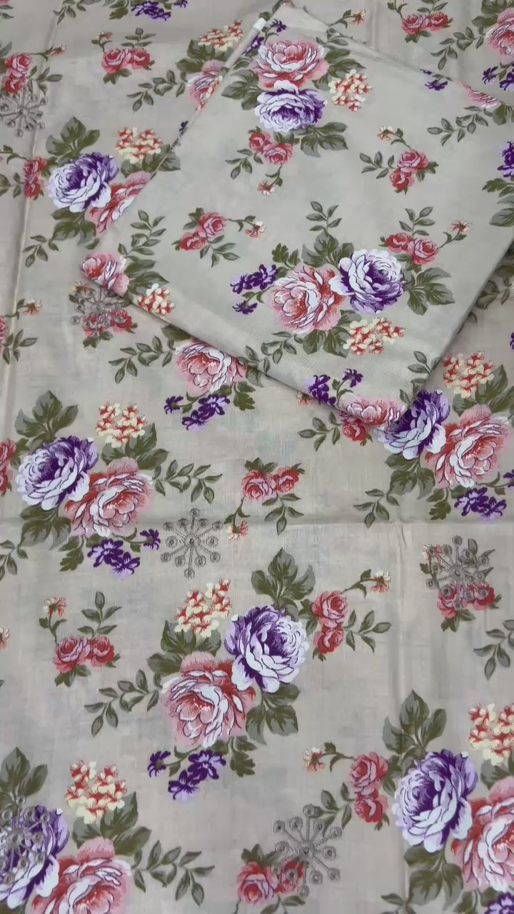 Daman Boring 3 Piece Linen Printed Suit with Custom Stitching
