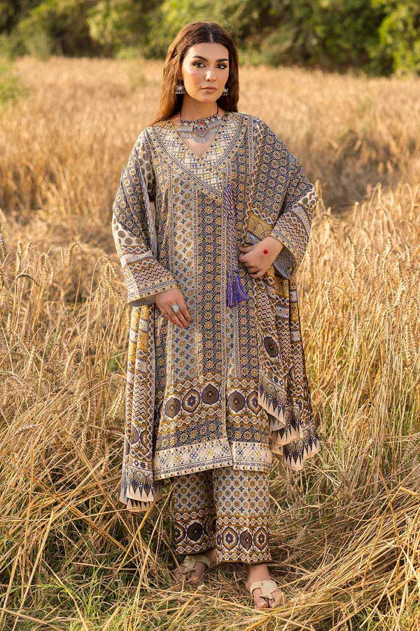 Winter 3PC Printed Khaddar Suit with Custom Stitching