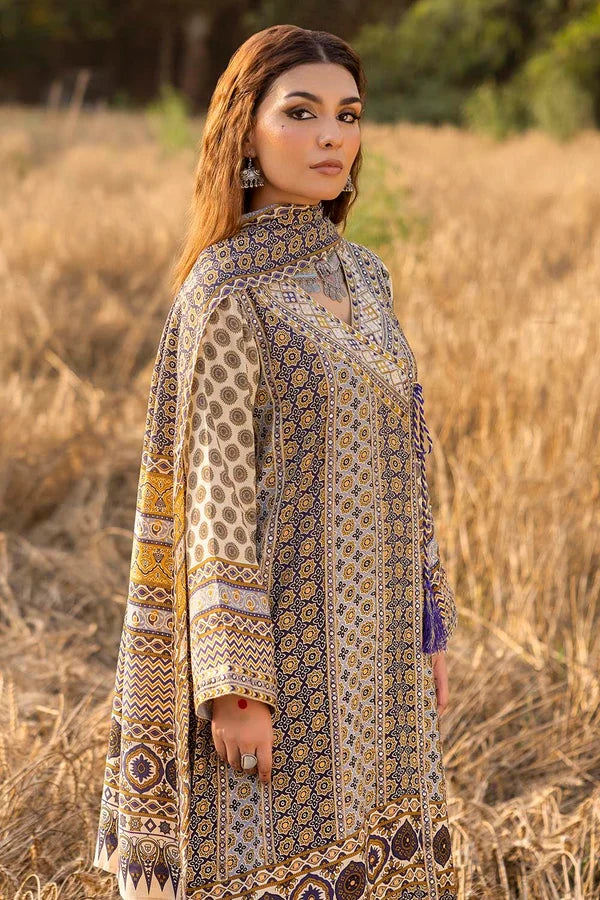 Winter 3PC Printed Khaddar Suit with Custom Stitching
