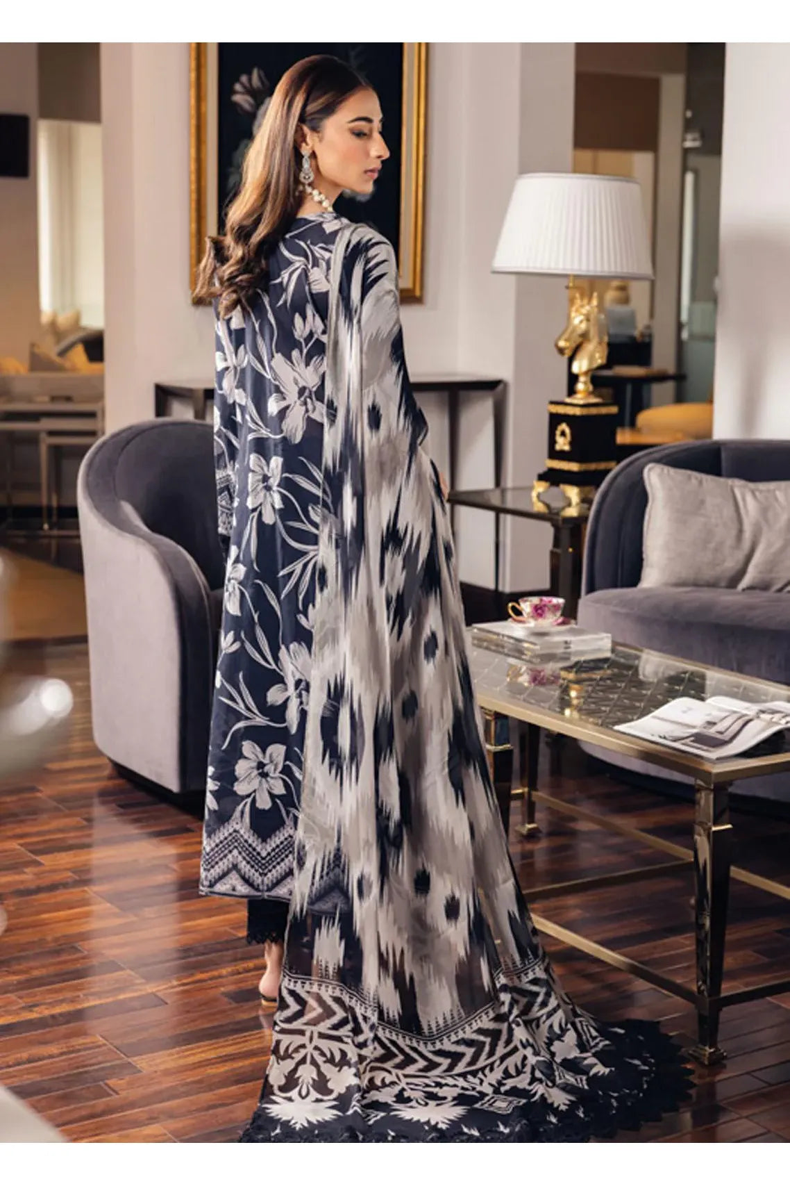 Winter 3PC Printed Khaddar Suit with Custom Stitching