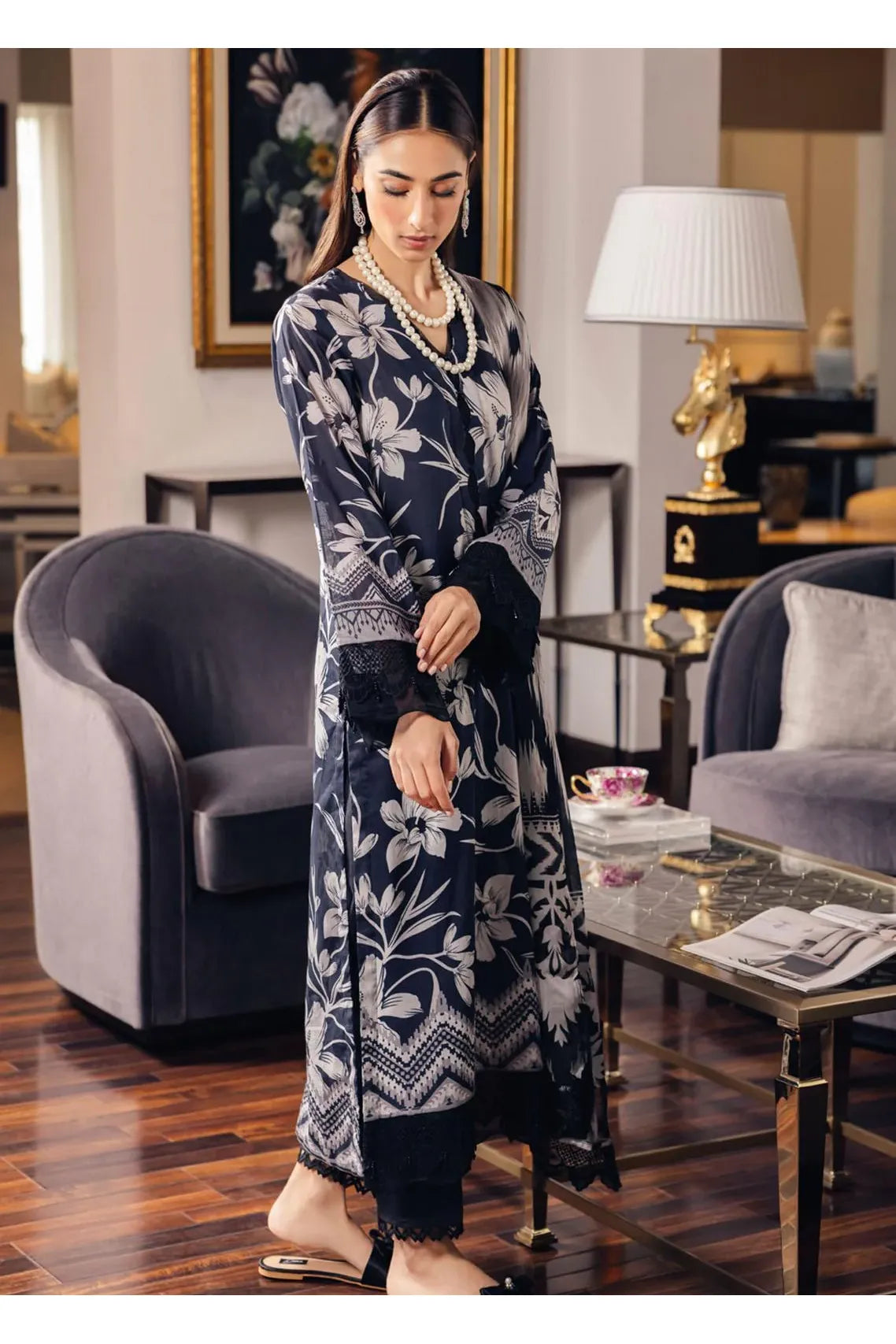 Winter 3PC Printed Khaddar Suit with Custom Stitching